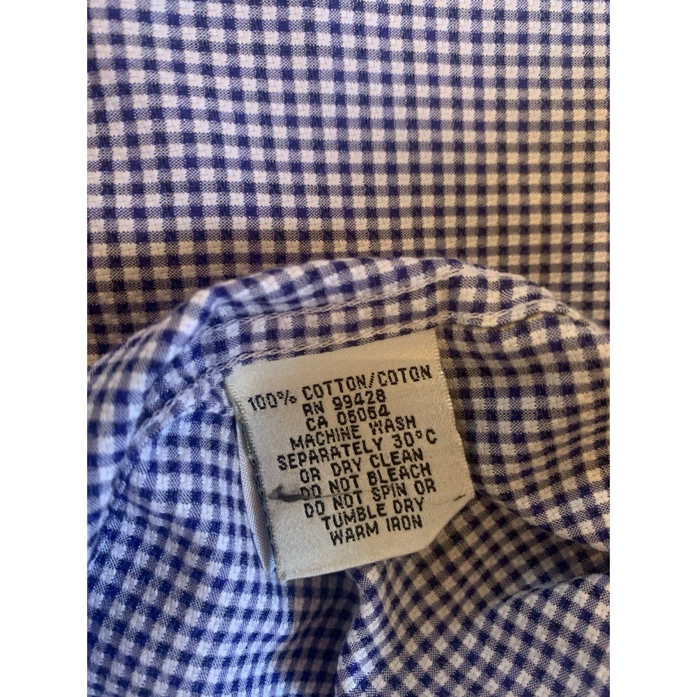 Bugatchi Shirt Men Blue Check 17.5 36-37 Classic Fit Long Sleeve - Picture 9 of 11
